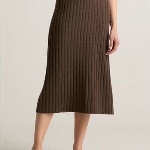 Quince Brown Cashmere Midi Skirt | Size L | NWT!